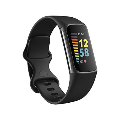 Picture of Fitbit Charge 5 Advanced Health & Fitness Tracker with Built-in GPS, Stress Management Tools, Sleep Tracking, 24/7 Heart Rate and More, Black/Graphite, One Size (S &L Bands Included)