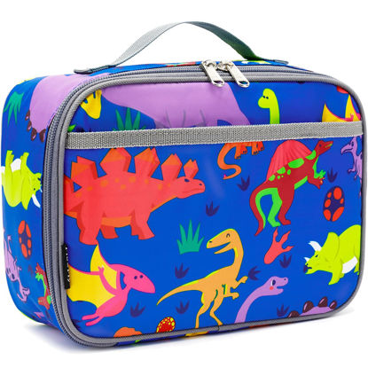 Picture of FlowFly Kids Lunch box Insulated Soft Bag Mini Cooler Back to School Thermal Meal Tote Kit for Girls, Boys, Dinosaur