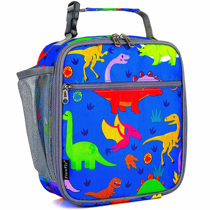 Picture of FlowFly Kids Lunch box Insulated Soft Bag Mini Cooler Back to School Thermal Meal Tote Kit for Girls, Boys, Dinosaur