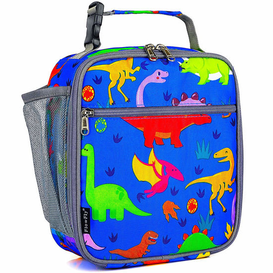 Picture of FlowFly Kids Lunch box Insulated Soft Bag Mini Cooler Back to School Thermal Meal Tote Kit for Girls, Boys, Dinosaur
