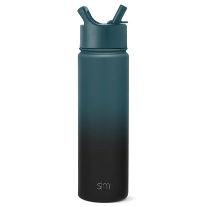 Picture of Simple Modern Water Bottle with Straw Lid Vacuum Insulated Stainless Steel Metal Thermos Bottles | Reusable Leak Proof BPA-Free Flask for School | Summit Collection | 22oz, Moonlight