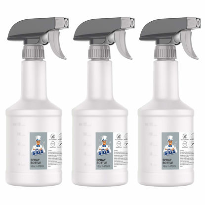 Picture of MR.SIGA 16 oz Empty Plastic Spray Bottles for Cleaning Solutions, Heavy Duty Household Reusable Spray Bottles with Measurements and Adjustable Leak Proof Nozzle, 3 Pack