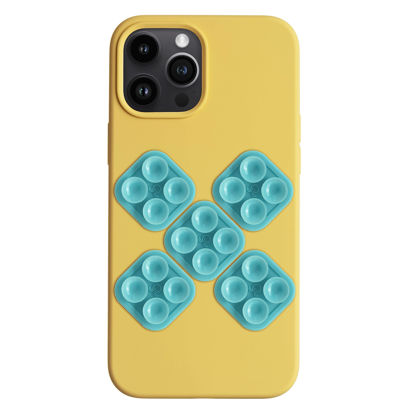 Picture of || OCTOBUDDY Mini || Silicone Suction Phone Case Adhesive Mount || Compatible with iPhone and Android, Hands-Free Mobile Accessory Holder for Selfies and Videos (Mini - Pastel Turquoise) (6 Pack)