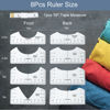 Picture of 9Pcs Tshirt-Ruler Guide to Center Vinyl, Transparent V-Neck/Round PVC Ruler for Alignment, Heat Press, Children Youth Adult, Front and Back Measurement (10in)
