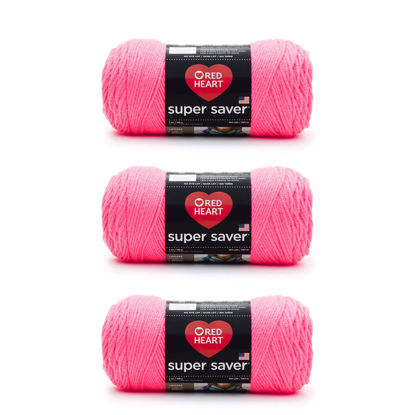 Picture of Red Heart Super Saver Pretty N' Pink Yarn - 3 Pack of 198g/7oz - Acrylic - 4 Medium (Worsted) - 364 Yards - Knitting/Crochet
