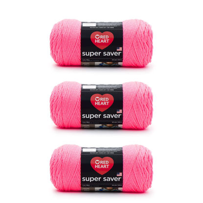Picture of Red Heart Super Saver Pretty N' Pink Yarn - 3 Pack of 198g/7oz - Acrylic - 4 Medium (Worsted) - 364 Yards - Knitting/Crochet