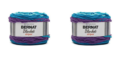 Picture of Bernat Blanket Stripes 300g Rip Tide Yarn - 2 Pack of 300g/10.5oz - Polyester - 6 Super Bulky - Knitting/Crochet