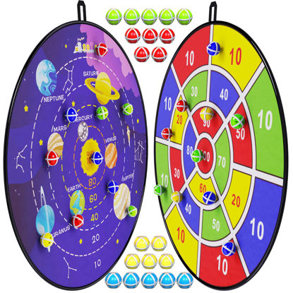 Picture of BooTaa 2 Pack 29" Large Dart Board Game Set with 20 Sticky Balls, Indoor/Sport Outdoor Fun Party Play Games, Boys Girls Toys, Birthday Toy Gifts for 3 4 5 6 7 8 9 10 11 12 Year Old Boys Girls Kids