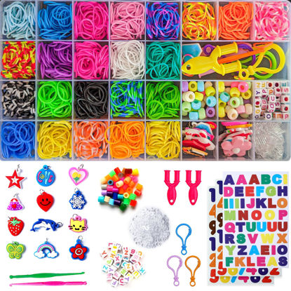 Picture of Momo's Den Rubber Band Loom Bracelet Kit Loom Bands Kit Best Gifts for Birthday and Easter with Premium Accessories Bright Color Bands, Rubber Band Refill Kit for Girls & Boys