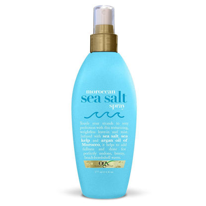 Picture of OGX Argan Oil of Morocco Hair-Texturizing Sea Salt Spray, Curl-Defining Leave-In Hair Styling Mist for Tousled Beach Waves and Textured Hold, Paraben-Free, Sulfate Surfactants-Free, 6 fl oz