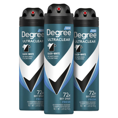 Picture of Degree Men Antiperspirant Spray Black + White 3 Count Protects from Deodorant Stains Instantly Dry Spray Deodorant 3.8 oz