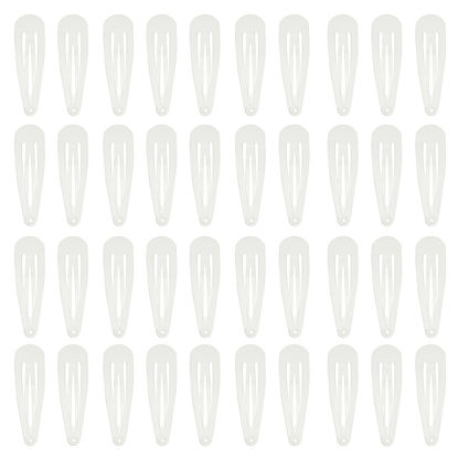 Picture of 40 Counts White Color Metal Snap Hair Clips 2 Inch Barrettes for Women Accessories