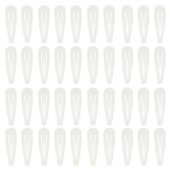 Picture of 40 Counts White Color Metal Snap Hair Clips 2 Inch Barrettes for Women Accessories