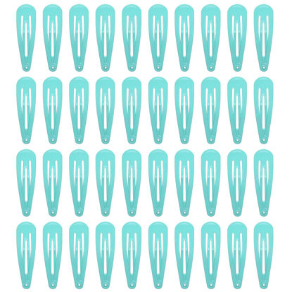Picture of 40 Counts Colorful Metal Snap Hair Clips 2 Inch Barrettes for Women Accessories (light green)