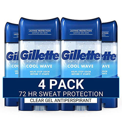 Picture of Gillette Clear Gel Men’s Antiperspirant and Deodorant, 72-Hour Sweat Protection, Cool Wave, #1 Clear Gel Brand for Men, 3.8 oz (Pack of 4)