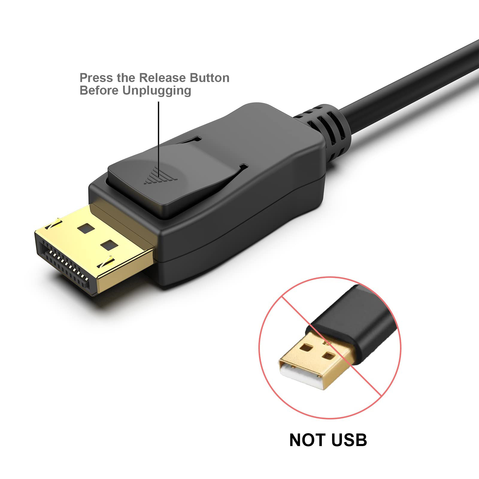 GetUSCart- AVACON DisplayPort to HDMI 6 Feet Gold-Plated Cable, Display ...