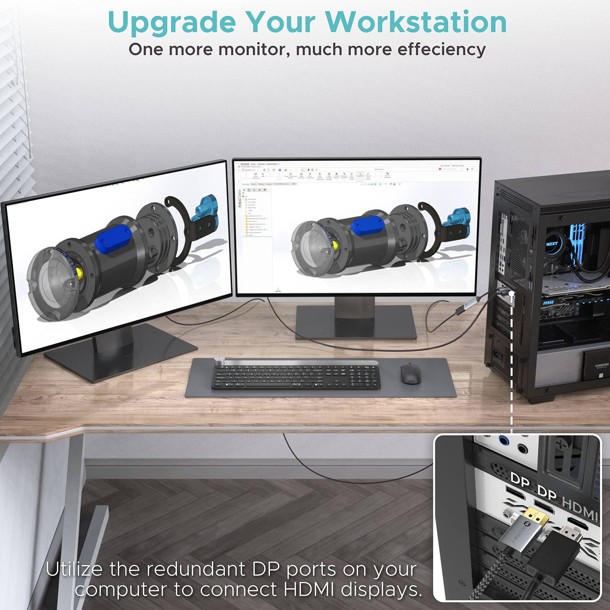 GetUSCart- Warrky 4K DisplayPort to HDMI Adapter Cable, (2K 60Hz, 1080p ...