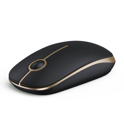 Picture of Vssoplor Wireless Mouse, 2.4G Slim Portable Computer Mouse with Nano Receiver Quiet Silent Optical Laptop Mouse for Notebook, PC, Laptop, Computer-Black and Gold