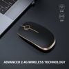 Picture of Vssoplor Wireless Mouse, 2.4G Slim Portable Computer Mouse with Nano Receiver Quiet Silent Optical Laptop Mouse for Notebook, PC, Laptop, Computer-Black and Gold