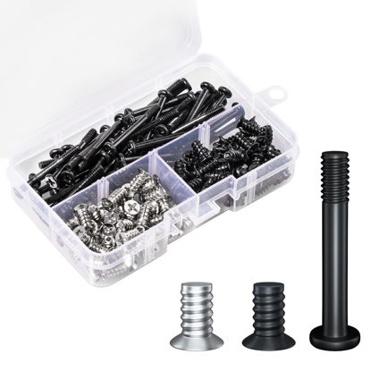 Picture of Zmbroll PC Computer Case Cooling Fan Screws Cross Recessed Head Self Tapping Screw M5x10 Black and Silver Case Fan Mount Screws Long Short Screws Kit
