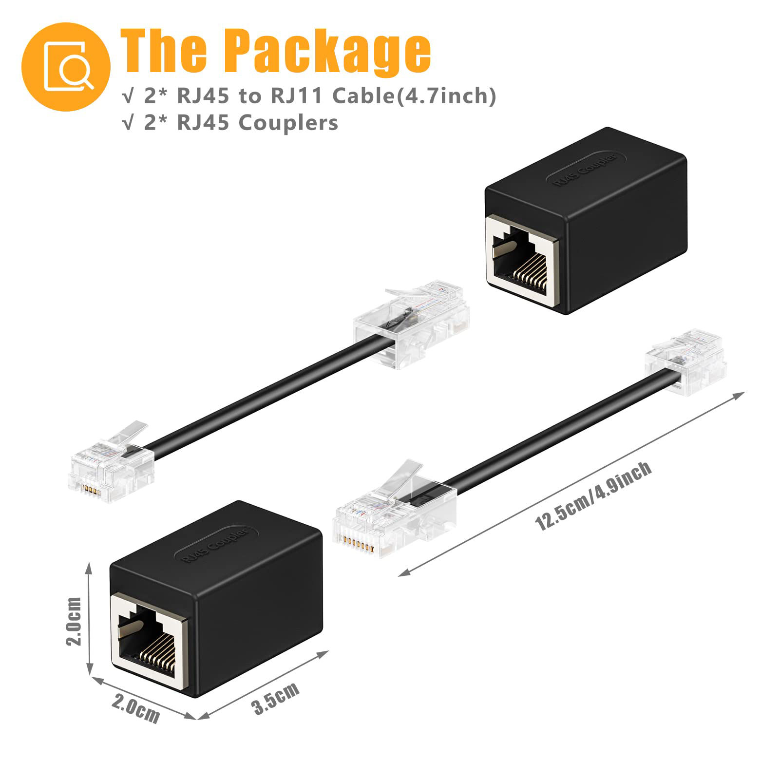 GetUSCart Uvital Phone Jack to Adapter, RJ11 to RJ45 Adapter