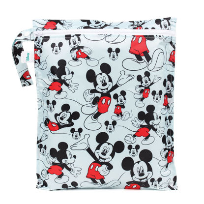 Picture of Bumkins Waterproof Wet Bag, Disney Washable, Reusable for Travel, Beach, Pool, Stroller, Diapers, Dirty Gym Clothes, Swimsuits, Toiletries, 12x14 - Mickey Mouse
