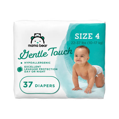 Picture of Amazon Brand - Mama Bear Gentle Touch Diapers, Hypoallergenic, Size 4, 37 Count