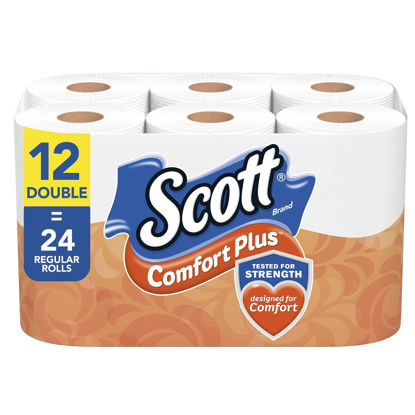 Picture of Scott ComfortPlus Toilet Paper, 12 Double Rolls, 231 Sheets per Roll, Septic-Safe, 1-Ply Toilet Tissue