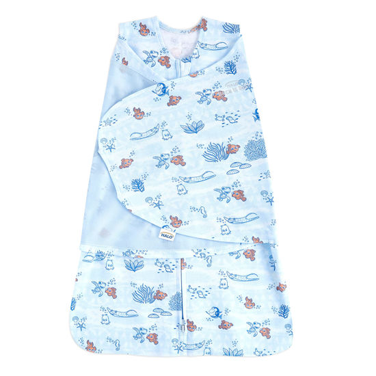 GetUSCart HALO Disney Baby Finding Nemo 100 Cotton Sleepsack Swaddle 3 Way Adjustable Wearable Blanket Nemo Tie Dye Newborn 0 3 Months