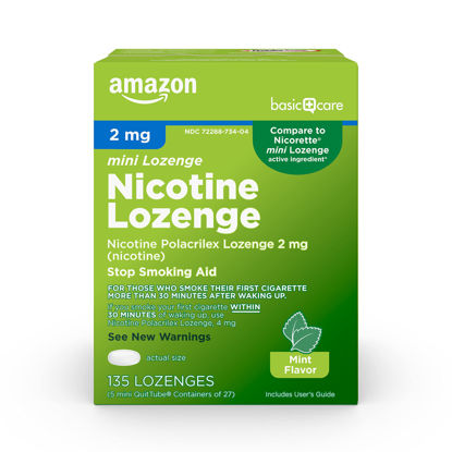 Picture of Amazon Basic Care Nicotine Polacrilex Mini Lozenge, 2 mg (Nicotine), Mint Flavor, 135 Count