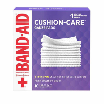 Picture of Band-Aid First Aid Large Gauze Pads, 4" X 4", 10 Count, Pack of 6