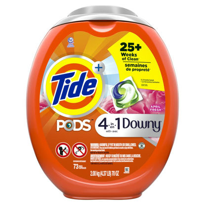 Picture of Tide PODS 4 in 1 with Downy, Laundry Detergent Soap PODS, April Fresh Scent, 73 Count, Packaging May Vary