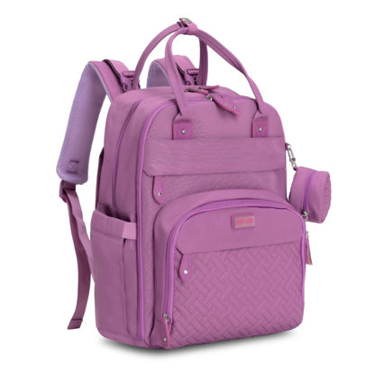 Picture of BabbleRoo Diaper Bag Backpack - Baby Essentials Travel Tote - Multi function Waterproof Diaper Bag, Travel Essentials Baby Bag with Changing Pad, Stroller Straps & Pacifier Case - Unisex, Purple
