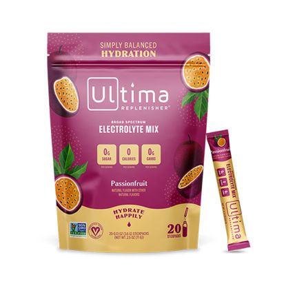Picture of Ultima Replenisher Hydration Electrolyte Packets- 20 Count- Keto & Sugar Free- On the Go Convenience- Feel Replenished, Revitalized- Non-GMO & Vegan Electrolyte Drink Mix- Passionfruit