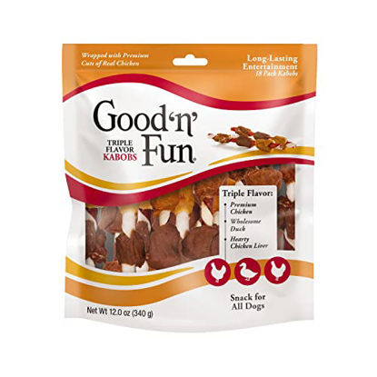 Picture of Good'n'Fun Triple Flavored Rawhide Kabobs for Dogs, Treat Your Dog 12-Ounce | 18 Count