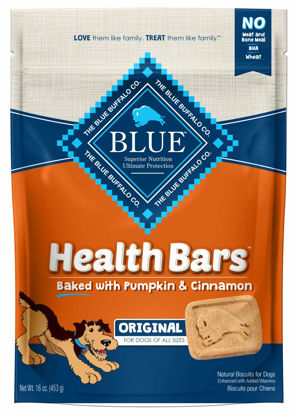 Picture of Blue Buffalo Health Bars Natural Crunchy Dog Treats Biscuits, Pumpkin & Cinnamon 16-oz Bag