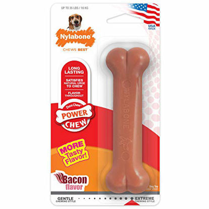 Picture of Nylabone Power Chew Flavored Durable Chew Toy for Dogs Bacon Medium/Wolf (1 Count)