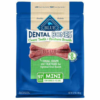 Picture of Blue Buffalo Dental Bones Mini Natural Dental Chew Dog Treats, (5-15 lbs) 27-oz Bag Value Pack