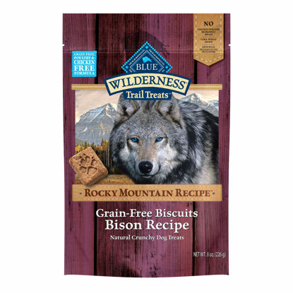 Picture of Blue Buffalo Wilderness Rocky Mountain Recipe High Protein Grain Free Crunchy Dog Treats Biscuits, Bison 8-oz Bag