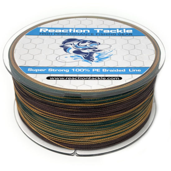 Reaction Tackle Braided Fishing Line Green Camo 30LB 1000yd