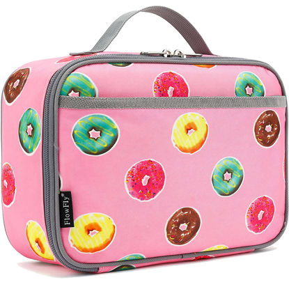 Picture of FlowFly Kids Lunch box Insulated Soft Bag Mini Cooler Back to School Thermal Meal Tote Kit for Girls, Boys, Doughnut
