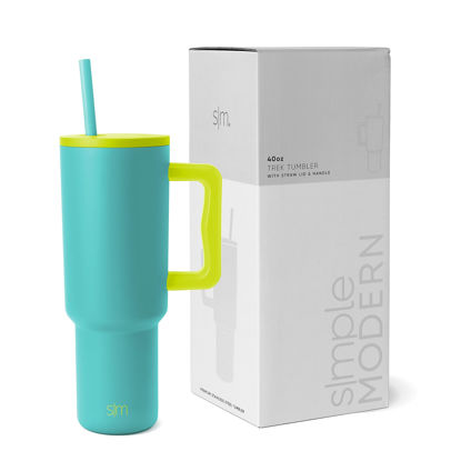 Picture of Simple Modern 40 oz Tumbler with Handle and Straw Lid | Insulated Reusable Stainless Steel Water Bottle Travel Mug Cupholder Use | Gifts for Women Men Him Her | Trek Collection | 40oz | Seafoam Splash