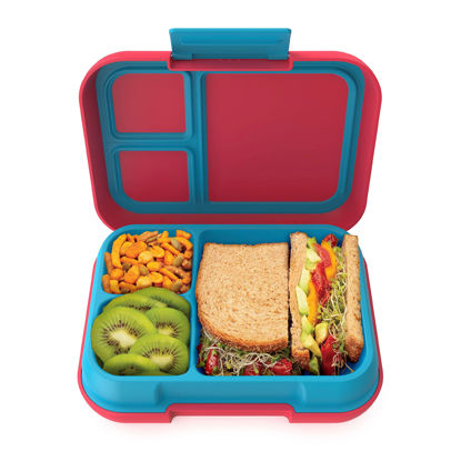 Picture of Bentgo® Pop - Bento-Style Lunch Box for Kids 8+ and Teens - Holds 5 Cups of Food with Removable Divider for 3-4 Compartments - Leak-Proof, Microwave/Dishwasher Safe, BPA-Free (Flame Red/Turquoise)