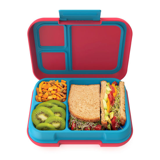 Picture of Bentgo® Pop - Bento-Style Lunch Box for Kids 8+ and Teens - Holds 5 Cups of Food with Removable Divider for 3-4 Compartments - Leak-Proof, Microwave/Dishwasher Safe, BPA-Free (Flame Red/Turquoise)