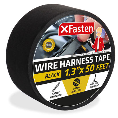 Picture of XFasten Wire Harness Tape, 1.3 Inch x 50ft High Temp Wiring Loom Harness Self-Adhesive Felt Cloth Electrical Tape for Automotive Engine and Electrical Audio Wiring | Heat Resistant Tape for Car Engine