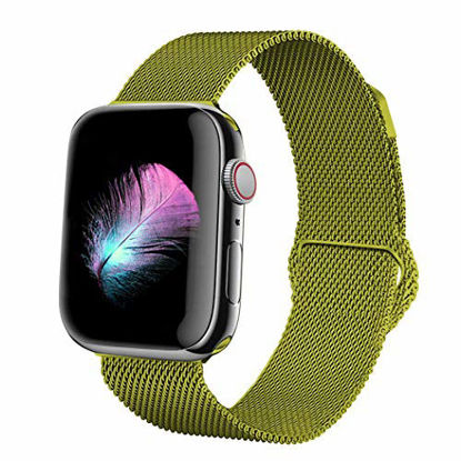 Picture of HILIMNY Compatible for Apple Watch Band 38mm 40mm 42mm 44mm, Stainless Steel Mesh Milanese Sport Wristband Loop with Adjustable Magnet Clasp for iWatch Series 1/2/3/4,Green
