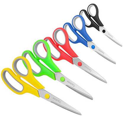 Picture of Scissors, Taotree 8" Scissors All Purpose Bulk Pack of 5, Stainless Steel Sharp Scissors for Office Home General Use, High/College School Classroom Teacher Student Kids Scissors Supplies, Same Size