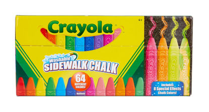 Picture of Crayola Ultimate Washable Chalk Collection (64ct), Bulk Sidewalk Chalk, Outdoor Chalk for Kids, Anti-Roll Sticks, Nontoxic, 4+