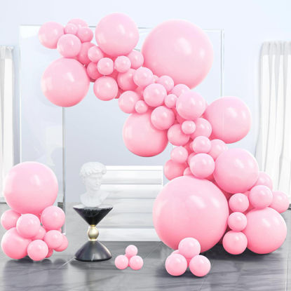 Picture of PartyWoo Baby Pink Balloons, 100 pcs Pink Balloons Different Sizes Pack of 36 Inch 18 Inch 12 Inch 10 Inch 5 Inch for Balloon Garland or Balloon Arch as Party Decorations, Birthday Decorations