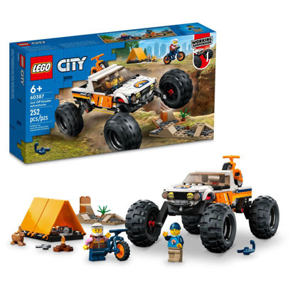 Picture of LEGO City 4x4 Off-Roader Adventures 60387 Building Toy - Camping Set Including Monster Truck Style Car with Working Suspension and Mountain Bikes, 2 Minifigures, Vehicle Toy for Kids Ages 6+